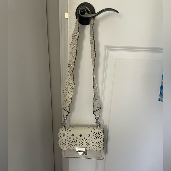 Rebecca Minkoff Laser cut Leather Crossbody Shoulder Bag Cream - Picture 5 of 11